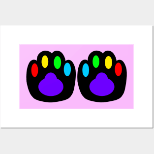 Rainbow paw prints Posters and Art